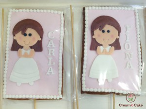 GALLETA DECORADA PARA CELEBRACION COMUNION CON FIGURA NIÑA