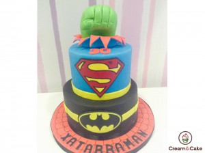 tarta pastel cumple super heroes